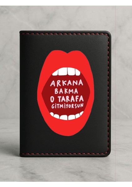 Ruhsat Koruyucu Baskılı Kart Bölmeli Siyah Vinlex Deri Ruhsat Kabı Kılıfı Arkadan Bakma