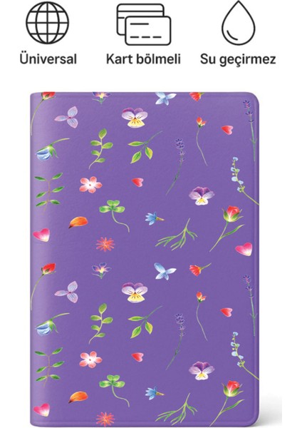 Pasaport Kılıfı Pasaportluk Desenli Pasaport Kabı Su Geçirmez Flora