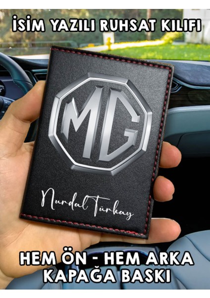 Mg Ön Arka Baskılı Oto Araç Ruhsat Kabı Kartlık Deri Isim Yazılı Kişiye Özel Cüzdan