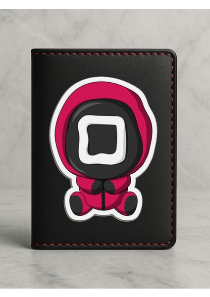 Ruhsat Koruyucu Baskılı Kart Bölmeli Siyah Vinlex Deri Ruhsat Kabı Kılıfı Squiddesen