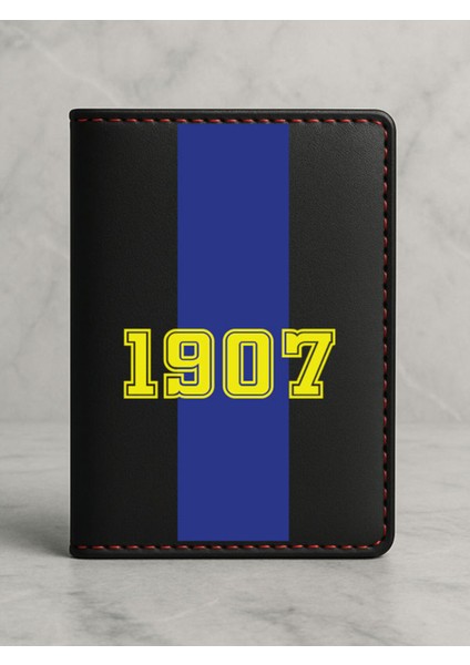 Ruhsat Koruyucu Baskılı Kart Bölmeli Siyah Vinlex Deri Ruhsat Kabı Kılıfı Sarı Lacivert