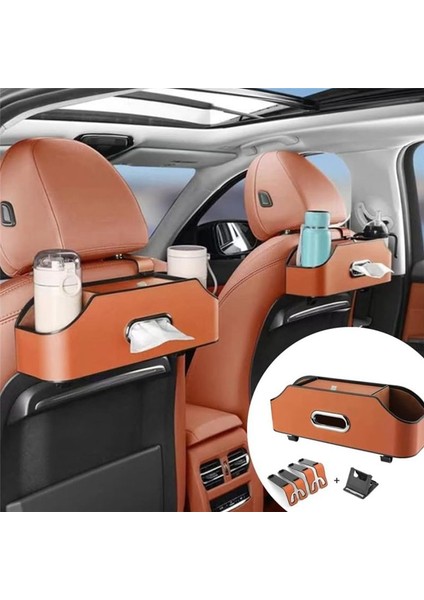 Araba Koltukları 2 Içecek Fincanı Cep Telefonu Tutucuları Kancalar ve Doku Kutusu Aksesuarları ile Arka Plan Düzenleyicisi - Turuncu (Yurt Dışından) modelleri