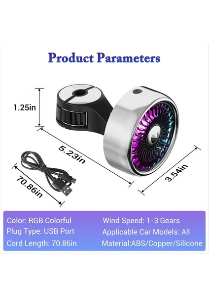 Araba Koltuk Fanı LED Renkli Işıklarla Arka Koltuklu Araba Soğutma Fanı Için Mini USB Araba Fanı Ayarlanabilir Klip Elektrik Fanı (Yurt Dışından) fiyatları
