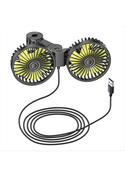 12-24V USB Araba Fan Taşınabilir Arabalar Elektrikli Fan Ev Ofisi 360 Derece Dönebilir Çift Kafa 3 Hızlı Koltuk Fanı (Yurt Dışından)