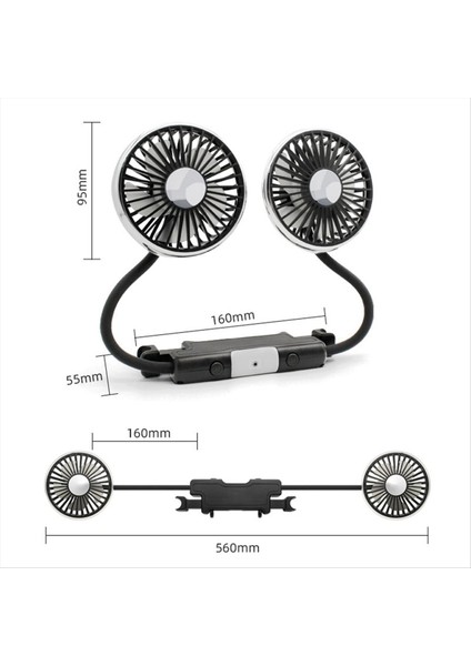 Arka Koltuk Için Araba Fanı LED Işıklı Çift Kafa Hortumu Araba Koltuğu Fanı Araba Için Taşınabilir USB Fanı 3 Hız Soğutan Araba Fanları (Yurt Dışından) fiyatları