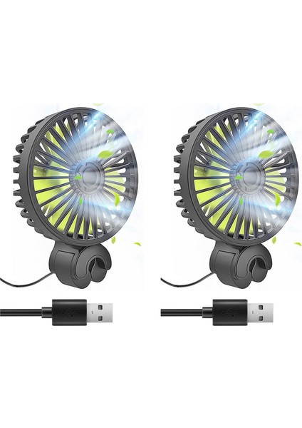 2x Araba Soğutma Fanı USB Arka Arka Koltuk Fanı 3 Hızlı Araç Klip Fanı Araba Araç Kamyonu Van Suv Rv Tekne Otobüs (Yurt Dışından)