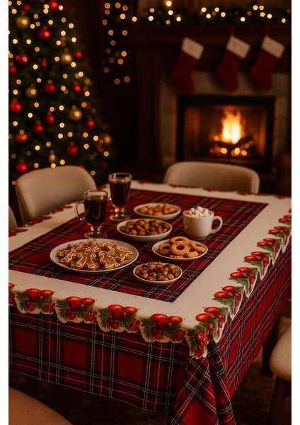 Yeniyıl Özel Tasarım Yılbaşı Temalı Masa Örtüsü (150X220CM)