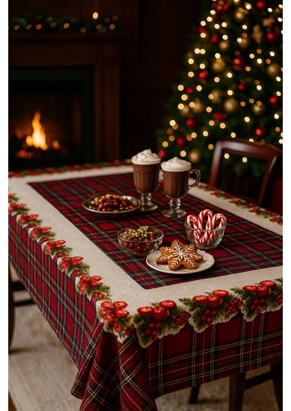 Yeniyıl Özel Tasarım Yılbaşı Temalı Masa Örtüsü (150X220CM) modelleri