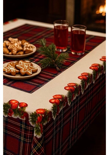 Yeniyıl Özel Tasarım Yılbaşı Temalı Masa Örtüsü (150X220CM) fırsatları