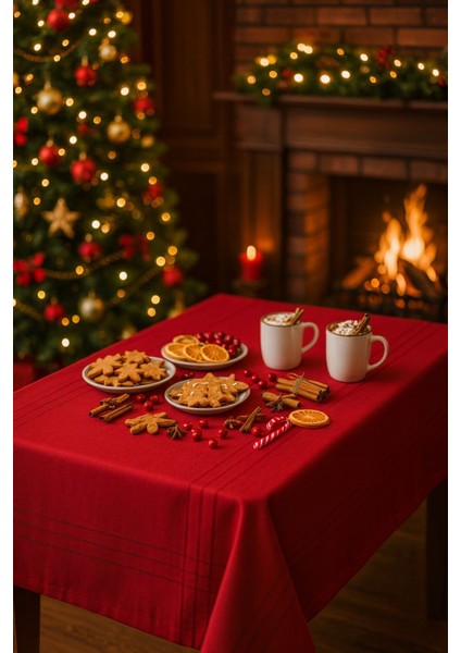 Yeniyıl Özel Tasarım Yılbaşı Temalı Leke Tutmaz Masa Örtüsü (150X220CM)
