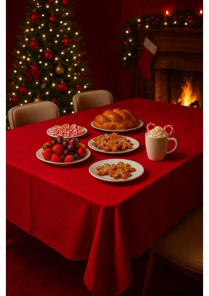 Yeniyıl Özel Tasarım Yılbaşı Temalı Leke Tutmaz Masa Örtüsü (150X220CM) fiyatları