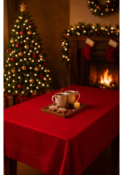 Yeniyıl Özel Tasarım Yılbaşı Temalı Leke Tutmaz Masa Örtüsü (150X220CM) fırsatları