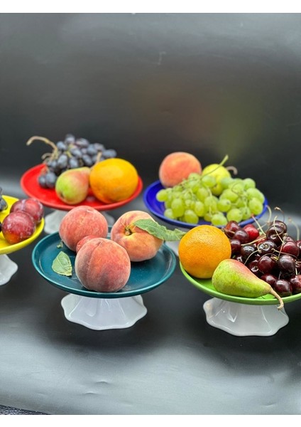 Rengarenk Lacivert Ayaklı Meyvelik Sunum Kasesi Kek Standı Çap 21CM Yükseklik 10 cm modelleri