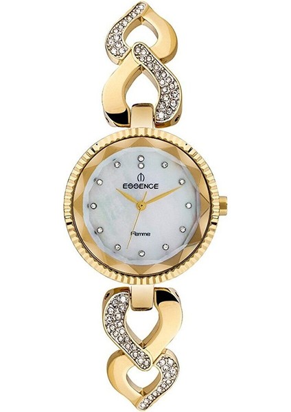 D907.120 Kadın Kol Saati | 26 mm Altın Renkli Taşlı Kasa, Sedef Kadran