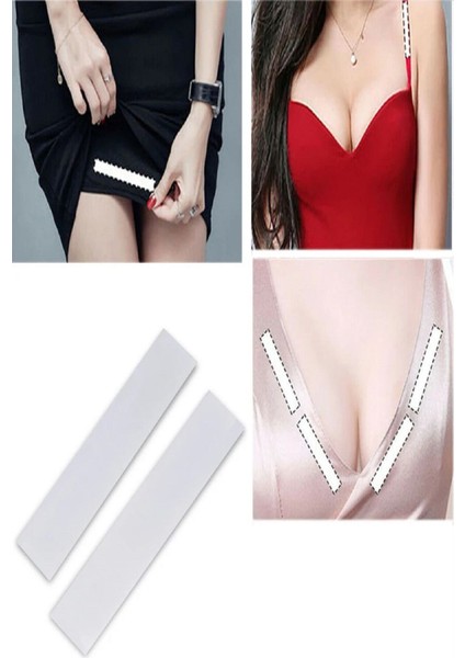 72 Adet Çift Taraflı Transparan Dekolte Kapatıcı Yapışkan Paça Boyu Düzeltici -Askılı Elb