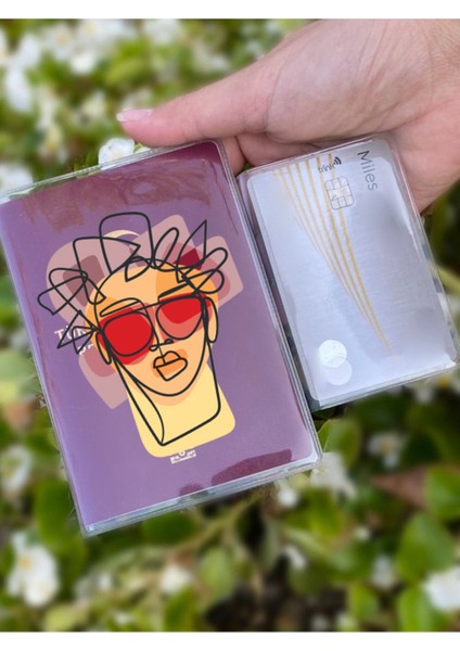 Flat Portre Desenli Universal Şeffaf Pasaport Kılıfı Model Tüm Ülke Pasaportlarına Uygun