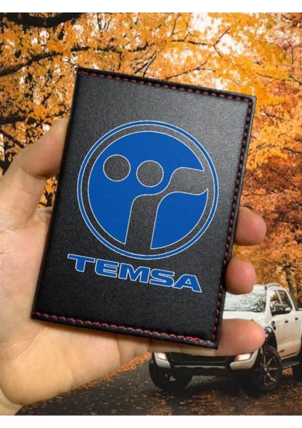 Temsa Logolu Ticari Kamyon Van Minivan Ruhsat Kabı Oto Ruhsat Kılıfı Deri Dikişli Koruyucu
