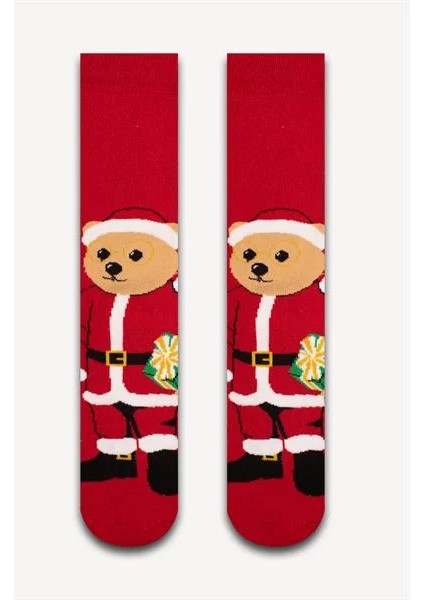 Kırmızı Noel Ayıcık Havlu Çorap