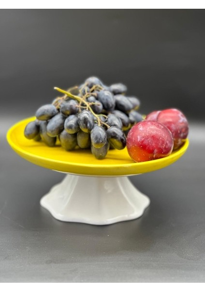 Rengarenk Sarı Ayaklı Meyvelik Sunum Kasesi Kek Standı Çap 21CM Yükseklik 10 cm fiyatları