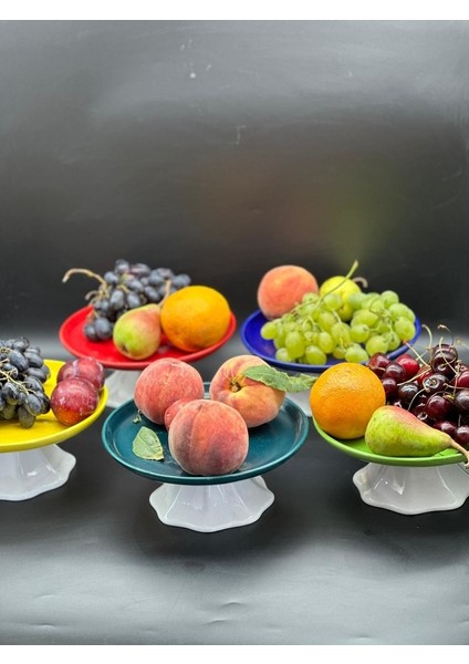 Rengarenk Sarı Ayaklı Meyvelik Sunum Kasesi Kek Standı Çap 21CM Yükseklik 10 cm indirimleri