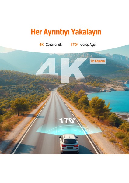 Rh2 3 Kameralı (4K+1080P+1080P) Wifi Araç Kamerası + 64GB Sd Kart modelleri