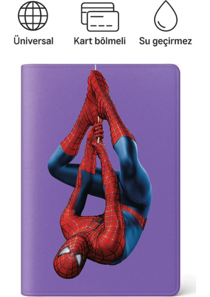 Pasaport Kılıfı Pasaportluk Desenli Pasaport Kabı Su Geçirmez Spider