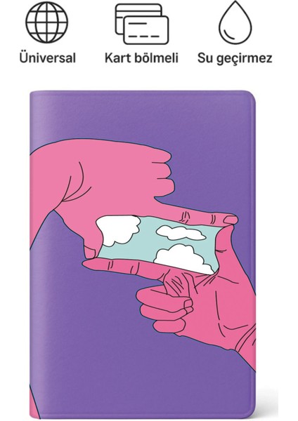Pasaport Kılıfı Pasaportluk Desenli Pasaport Kabı Su Geçirmez Haydi Tatile