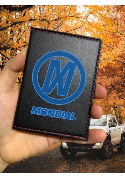 Mondial Ruhsat Kabı Logolu Motorsiklet Utv Atv Racing Ruhsat Kılıfı Deri Koruyucu