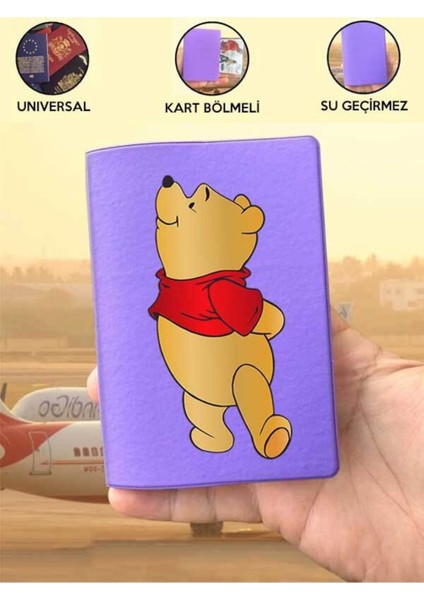 Tüm Ülke Pasaportlarına Uyumlu Winnie Mor Vinleks Pasaport Kılıfı Kabı
