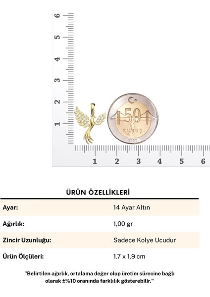 Küçük Anka Kuşu 14 Ayar Altın Kolye Ucu indirimleri