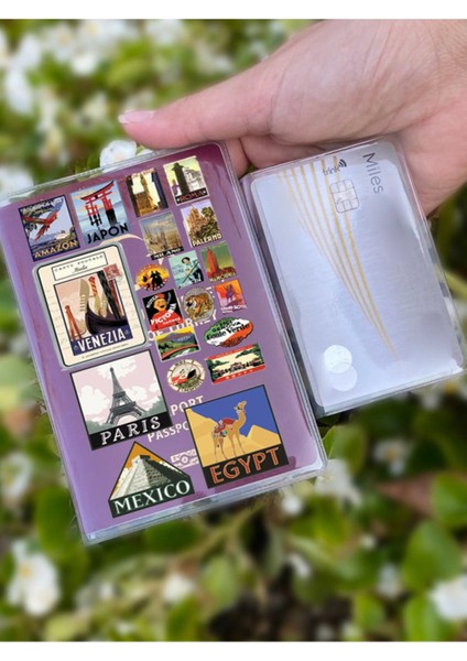 Ülke Sembolleri Desenli Universal Şeffaf Pasaport Kılıfı Model Tüm Ülke Pasaportlarına Uygun