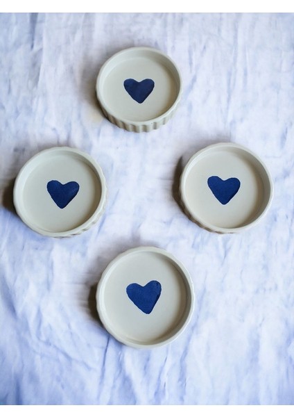 4\'lü Lacivert Kalpli Tırtıklı Sosluk Lokumluk Reçellik Çerezlik