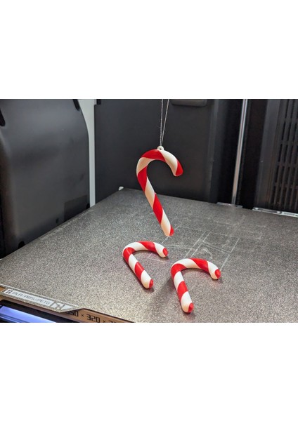 Klasik Baston Şeker Noel Ağacı Süsü (3'lü)