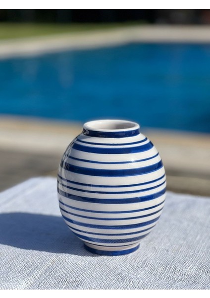 1 Adet 18CM Tombul Lacivert Line Art Vazo fiyatları