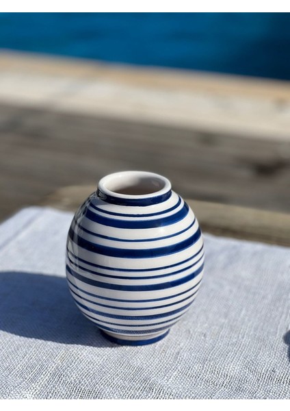 1 Adet 18CM Tombul Lacivert Line Art Vazo modelleri