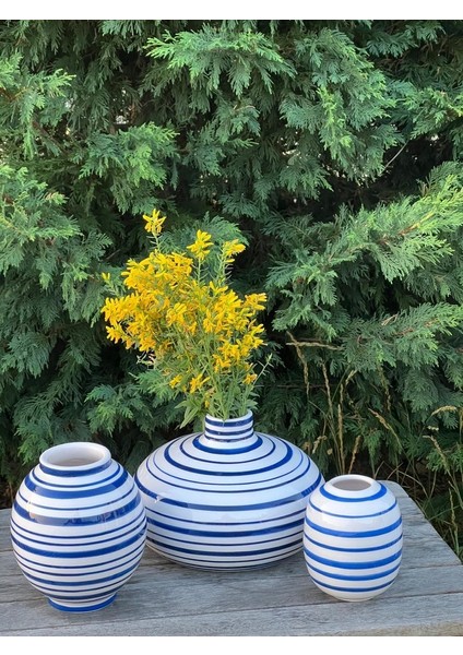 1 Adet 18CM Tombul Lacivert Line Art Vazo fırsatları