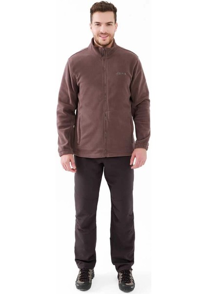 Saka Tam Fermuarlu Erkek Polar Sweatshirt Mürdüm