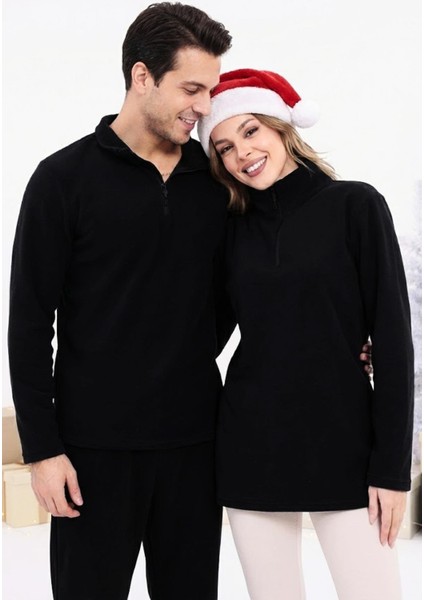 Unisex Yarım Fermuar Standart Fit Dik Yaka Soğuk Geçirmez Basic Polar Sweat fiyatları