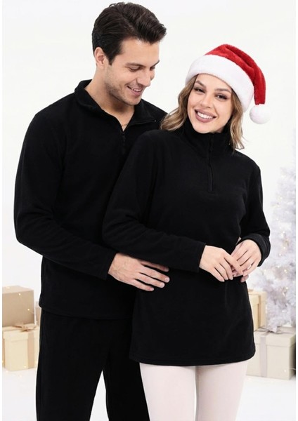 Unisex Yarım Fermuar Standart Fit Dik Yaka Soğuk Geçirmez Basic Polar Sweat fırsatları