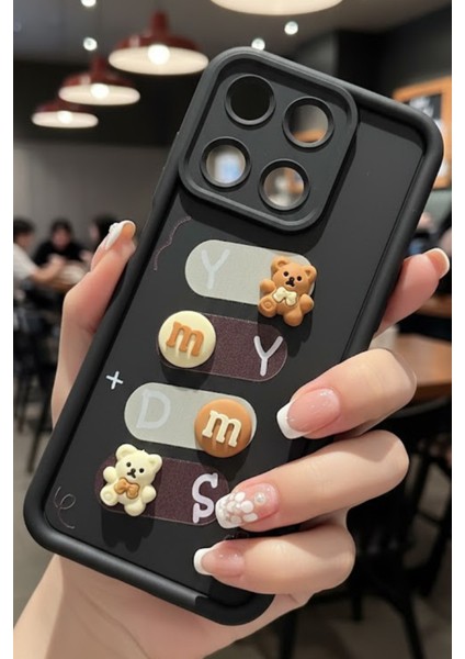 Realme 11 Uyumlu Kılıf Siyah Renk Ayıcık Figürlü 3D Kamera Korumalı Darbe Emici Yumuşak Silikon Kapak modelleri