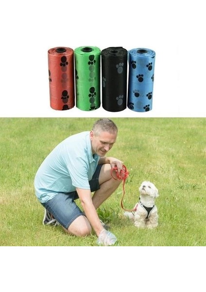 4lü Evcil Hayvanlar Için Pati Desenli Kedi Köpek Kaka Poşeti Torbası