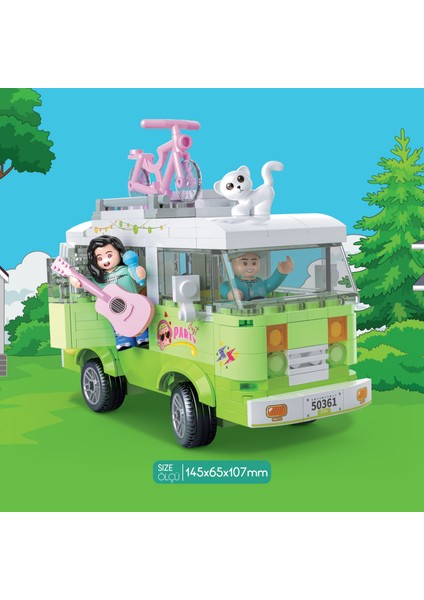 Eğitici Bloklar Işıklı Yeşil Karavan 304 Parça Yapı Seti