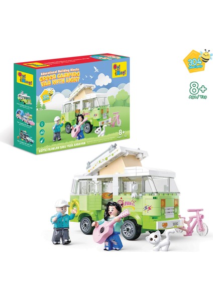 Eğitici Bloklar Işıklı Yeşil Karavan 304 Parça Yapı Seti