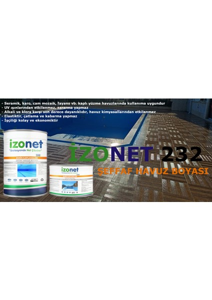 Izonet 232 Havuz Izolasyon(Şeffafhavuz Boyası) fiyatları