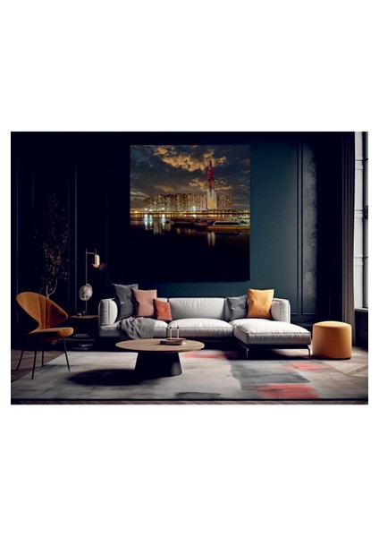 Muhteşem Akşam ve Şehir Temperli Cam Üzerine Tablo Sevgilinize Yılbaşı Hediye fiyatları
