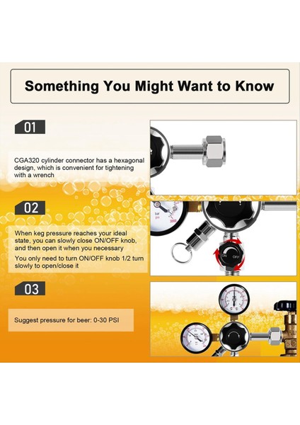 CGA-320 Keg Regülatörü 1/4inch ve 5/16 Inç Konektörlü Kegeratör Basınç Regülatörü Için Çift Aşamalı Gösterge Co2 Regülatörü (Yurt Dışından) modelleri