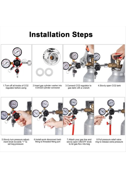 CGA-320 Keg Regülatörü 1/4inch ve 5/16 Inç Konektörlü Kegeratör Basınç Regülatörü Için Çift Aşamalı Gösterge Co2 Regülatörü (Yurt Dışından) indirimleri