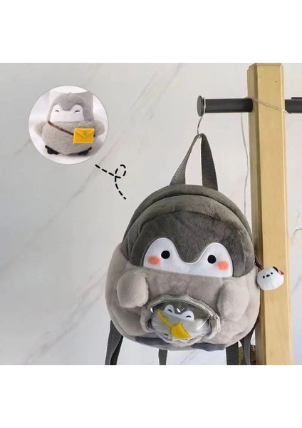 Şeffaf Peluş Penguen Sırt Çantası Kolye Karikatür Bebek Çanta Para Çantası ile Büyük Kapasite Jk Lolıta Kidleri Schoolbag Ladycolor: Kolye Olmadan (Yurt Dışından)