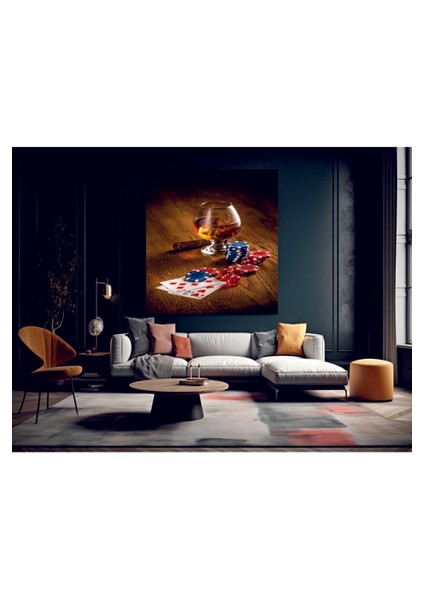 Muhteşem Poker Kartları ve Para Temperli Cam Üzerine Tablo Sevgilinize Yılbaşı Hediye fiyatları