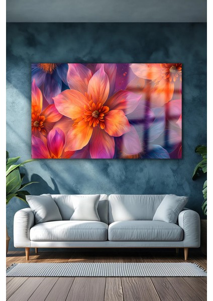 Rengarenk Çiçeklerin Uyumu Çalışması Kırılmaz Cam Tablo Ev Hediyesi Tablo fırsatları